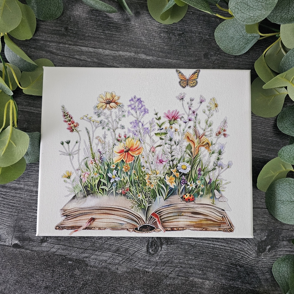 Floral Book Canvas Art